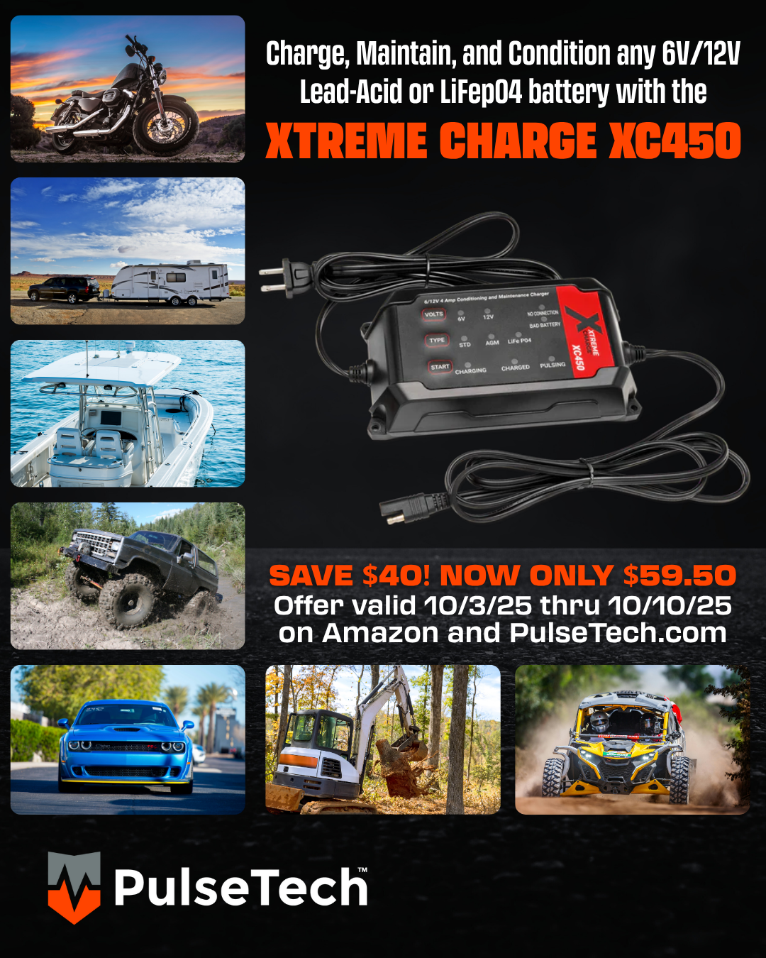 Xtreme Charge XC450 4.5-Amp All-Vehicle 6V/12V Battery Charger, Maintainer, and Conditioner