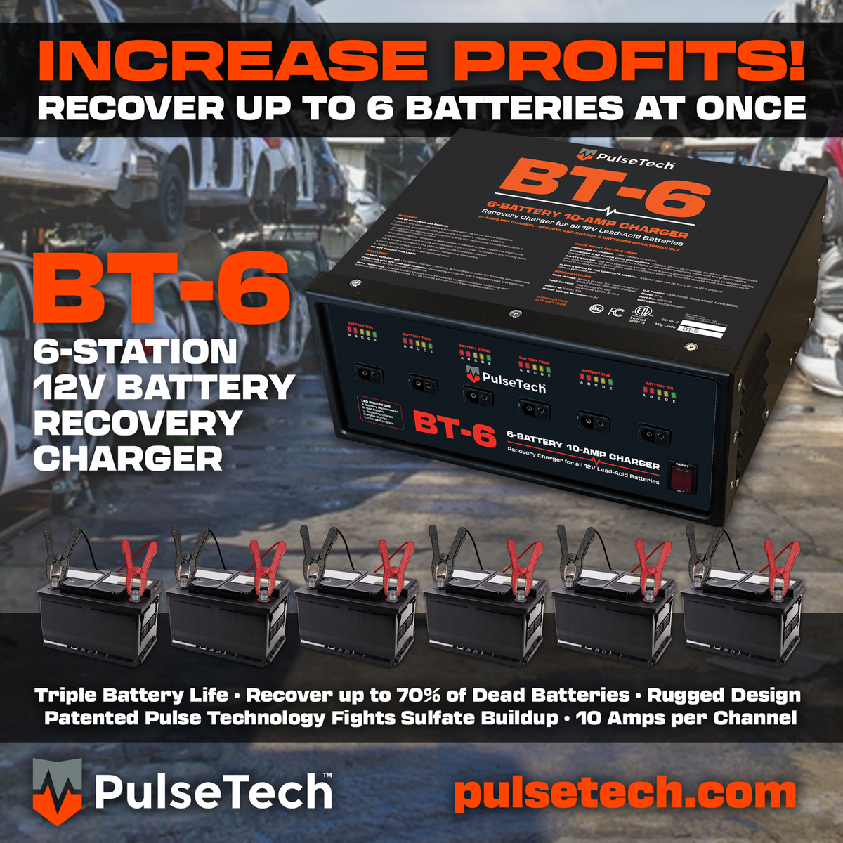 BT-6 6-Battery 10-Amp Recovery Charger
