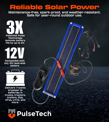 SolarPulse® SP-7 Slim 7-Watt Solar Battery Charger & Maintainer