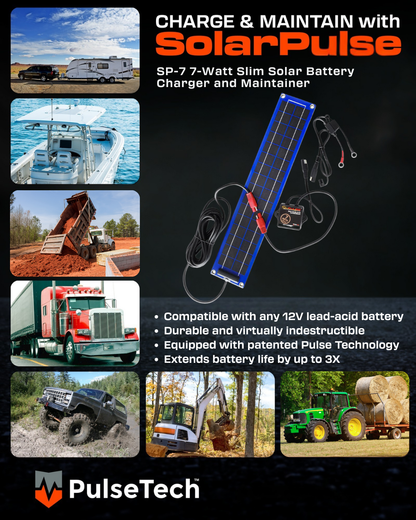 SolarPulse® SP-7 Slim 7-Watt Solar Battery Charger & Maintainer