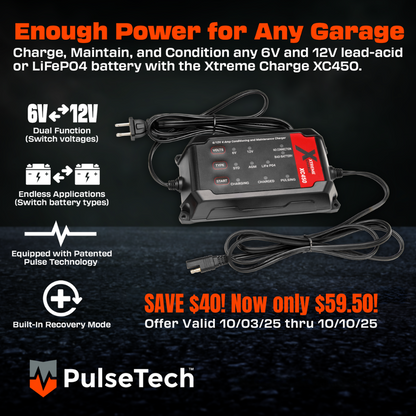Xtreme Charge XC450 4.5-Amp All-Vehicle 6V/12V Battery Charger, Maintainer, and Conditioner
